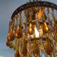 Vintage chandeliers with amber glass tassels and drops