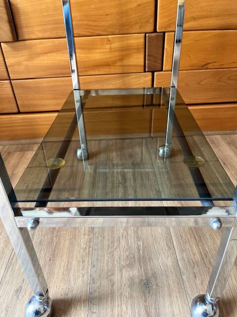 Chrome and glass serving trolley