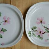 7 assiettes à dessert porcelaine fleurs roses