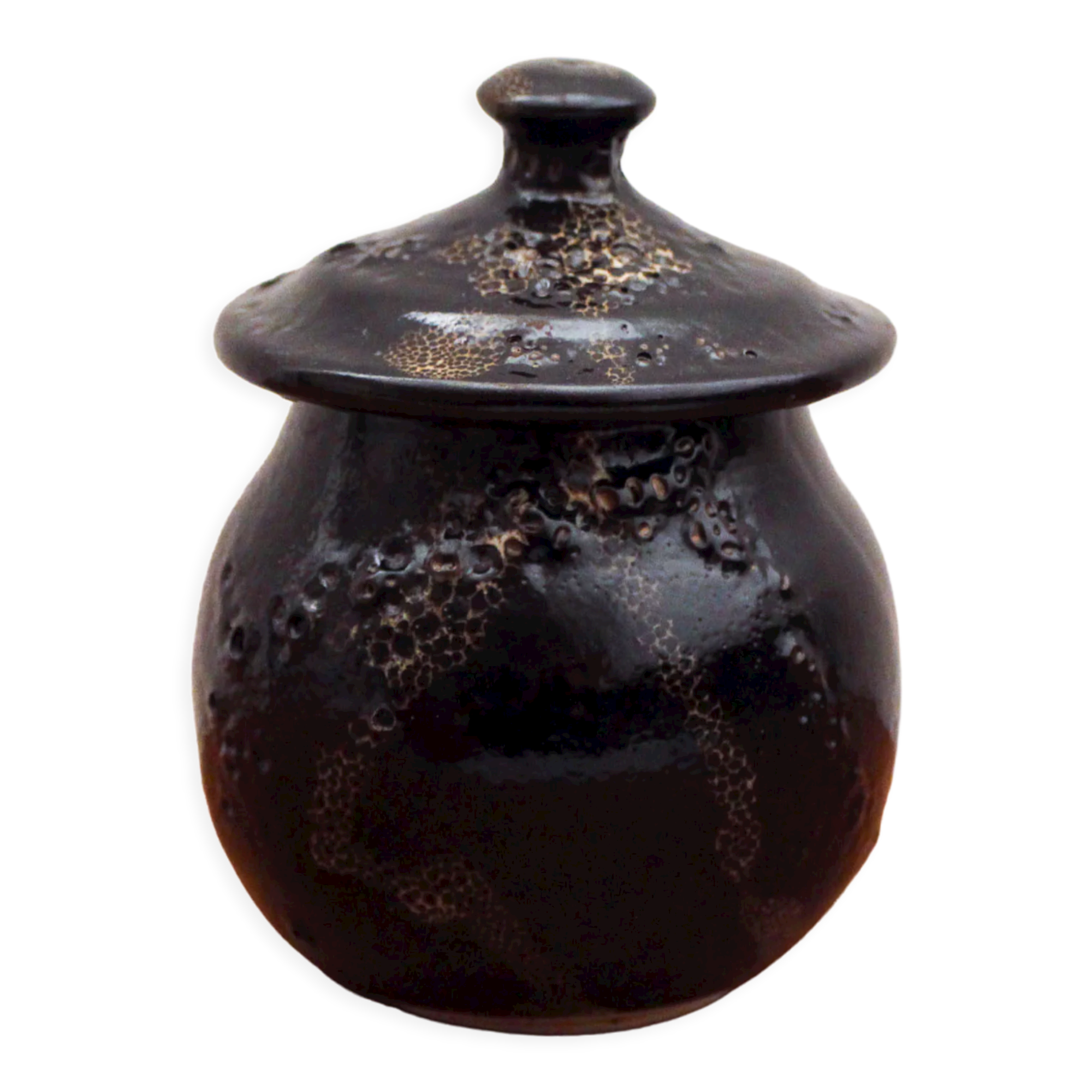 Signed ceramic covered pot