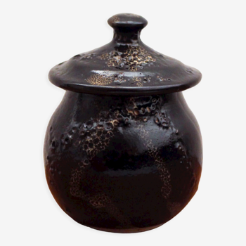 Signed ceramic covered pot