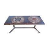 Vintage coffee table faience and chrome