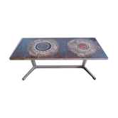 Vintage coffee table faience and chrome