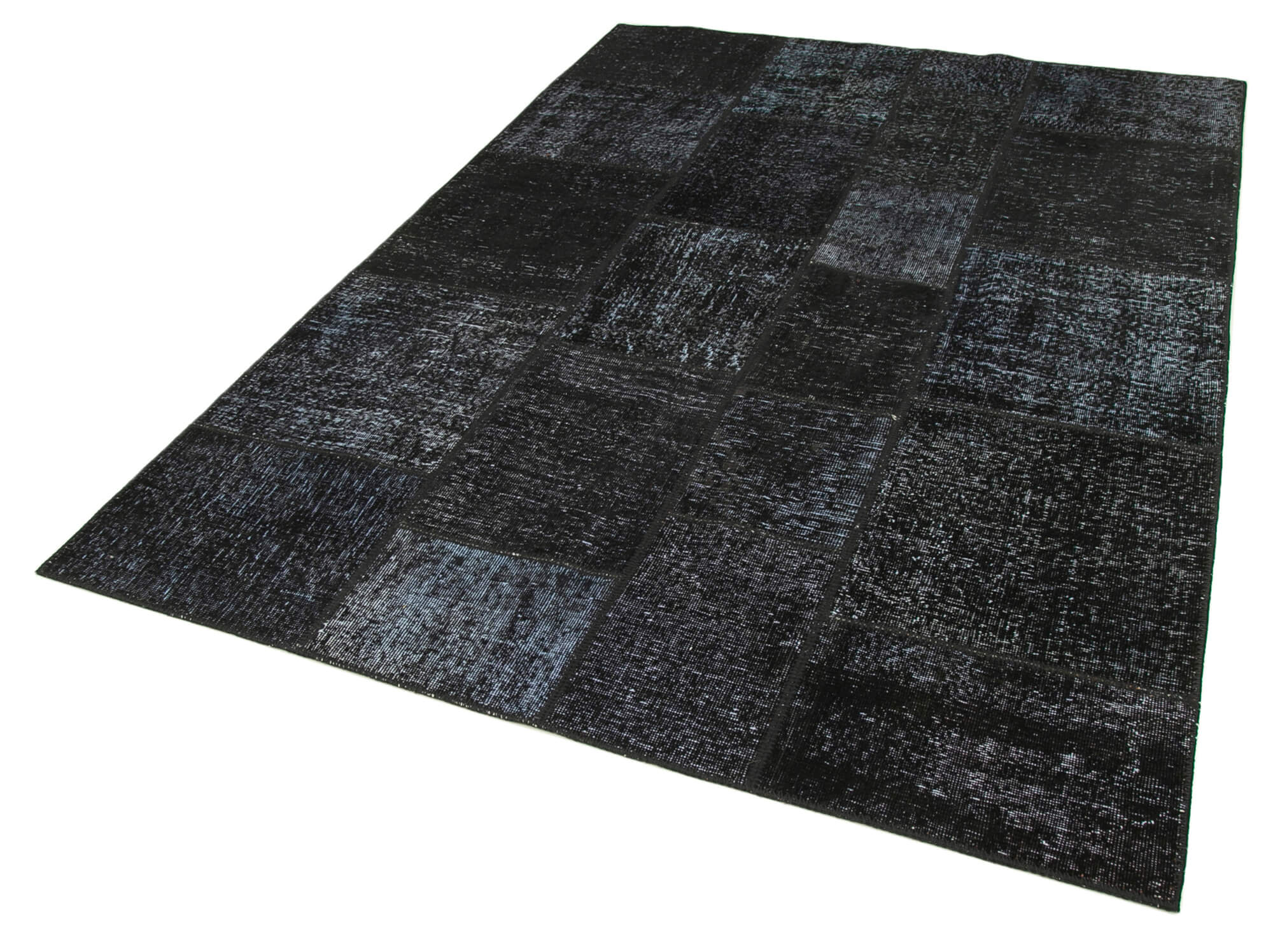 Handmade anatolian vintage 172 cm x 244 cm black patchwork carpet
