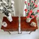 Louis XV French bedside tables with floral marquetry, 1940s, set of 2
