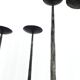 Pair of brutalist wrought iron candlesticks, France, three lights, signed