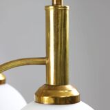 Mid-century Italian Brass and Opaline Chandelier