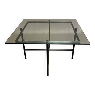 Table basse verre et métal design 1950.