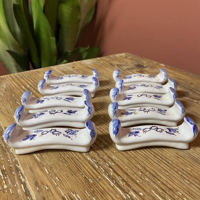 Set of 10 knife holders with blue Moustiers decor