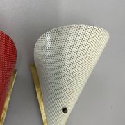 Set of two hole pattern theatre wall light sconces, france, 1950