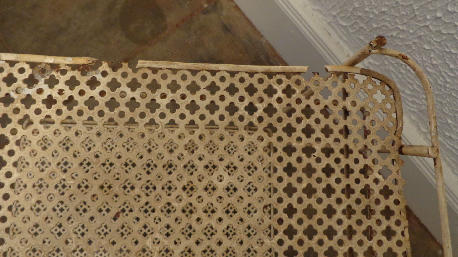 Vintage perforated metal shelf
