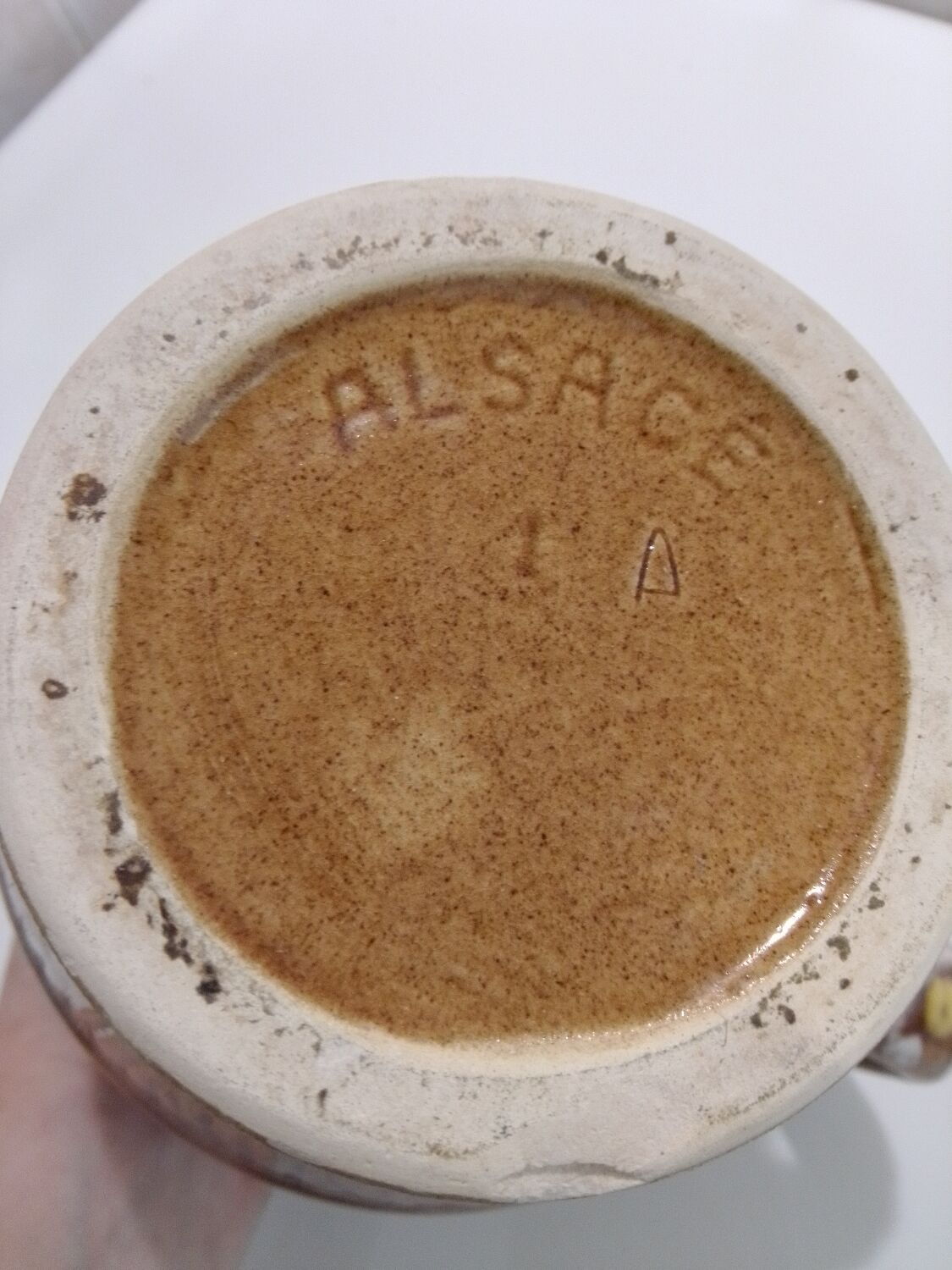 Pitcher "barrel" glazed terracotta