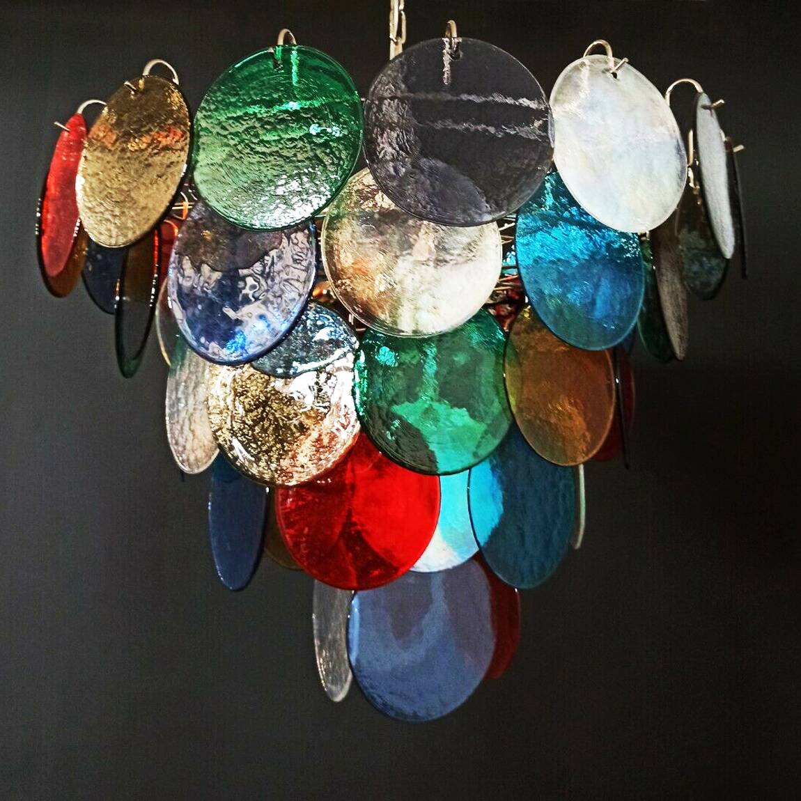 Vintage Murano glass chandelier with 10 lights, Italy 1980.
