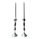 Pair of wavy aluminium candle holders