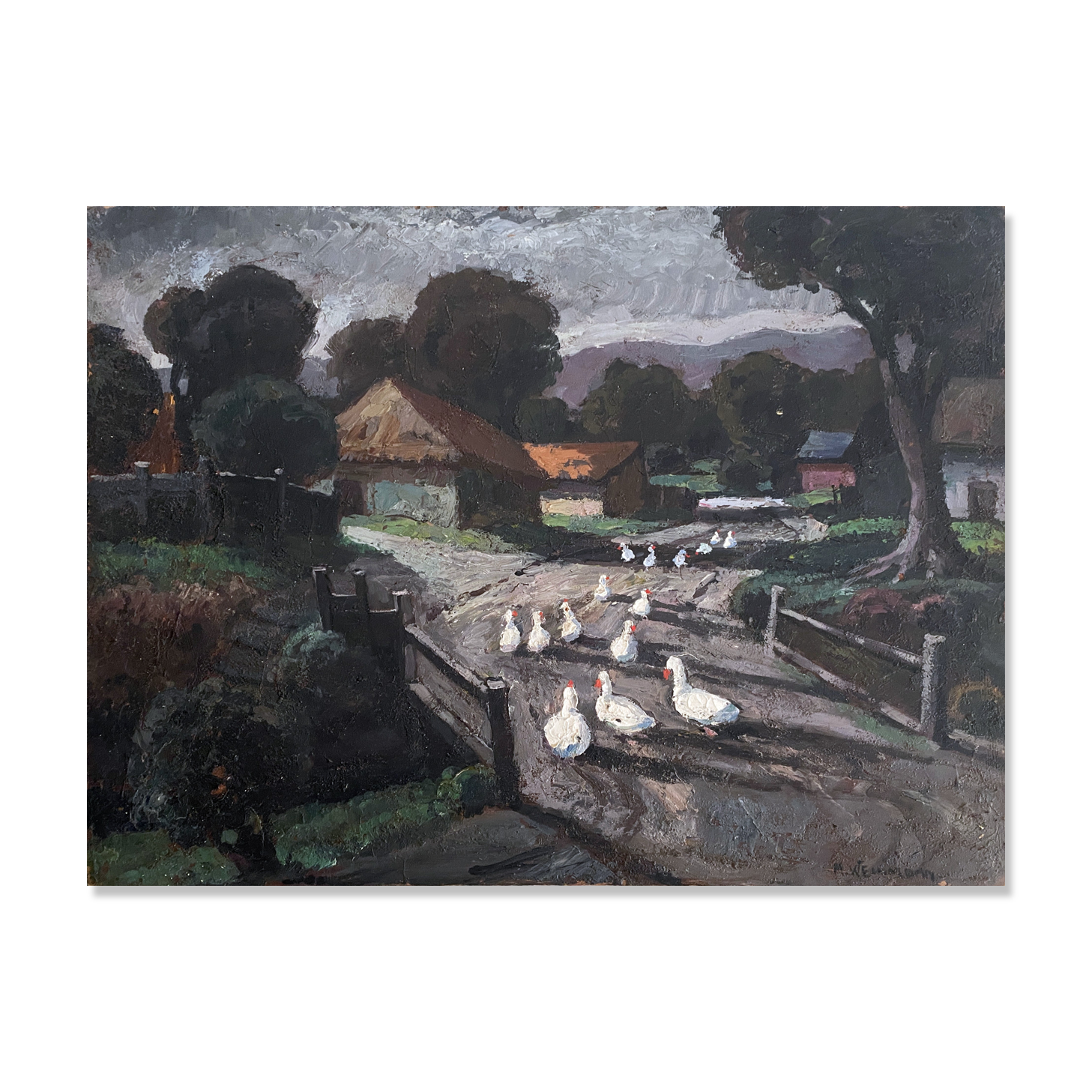 Oil painting on wood panel Basque Country Maurice Vagh Weinmann