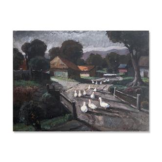 Oil painting on wood panel Basque Country Maurice Vagh Weinmann