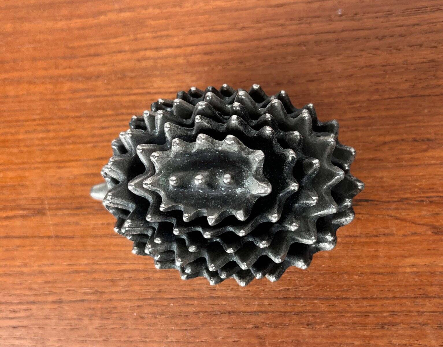 Stackable metal ashtray hedgehog mid-century USSR, 1960s, set of 6