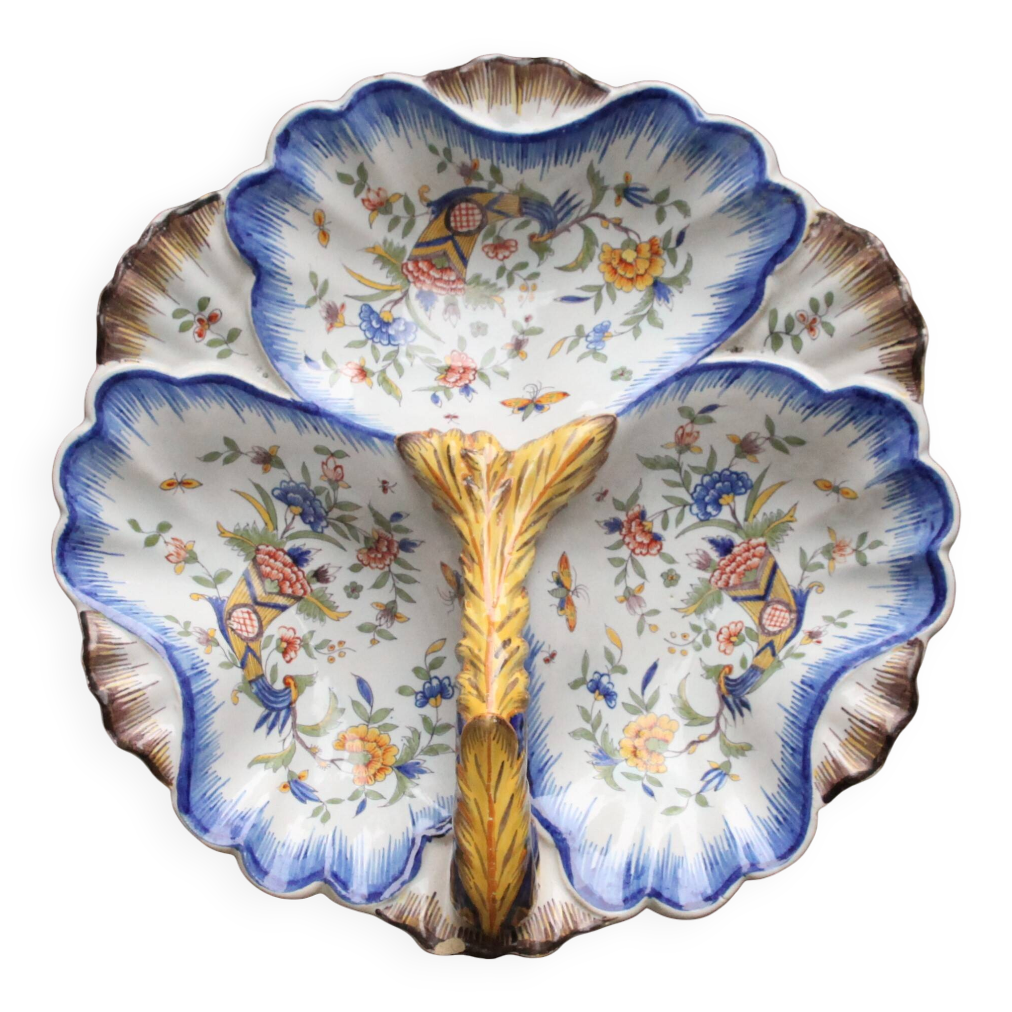 Rouen earthenware hors d'oeuvre dish