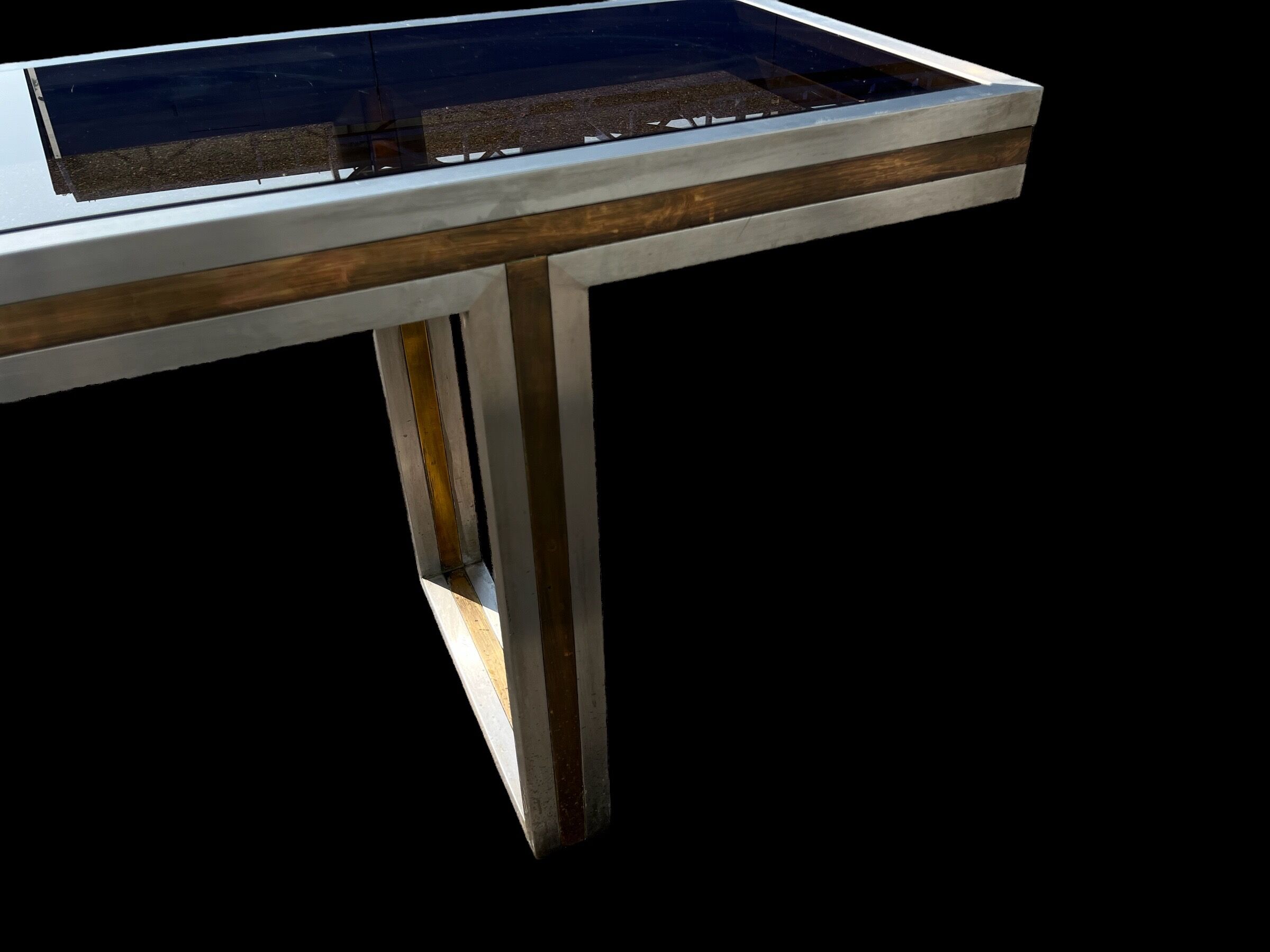 Console italienne acier et laiton 1970