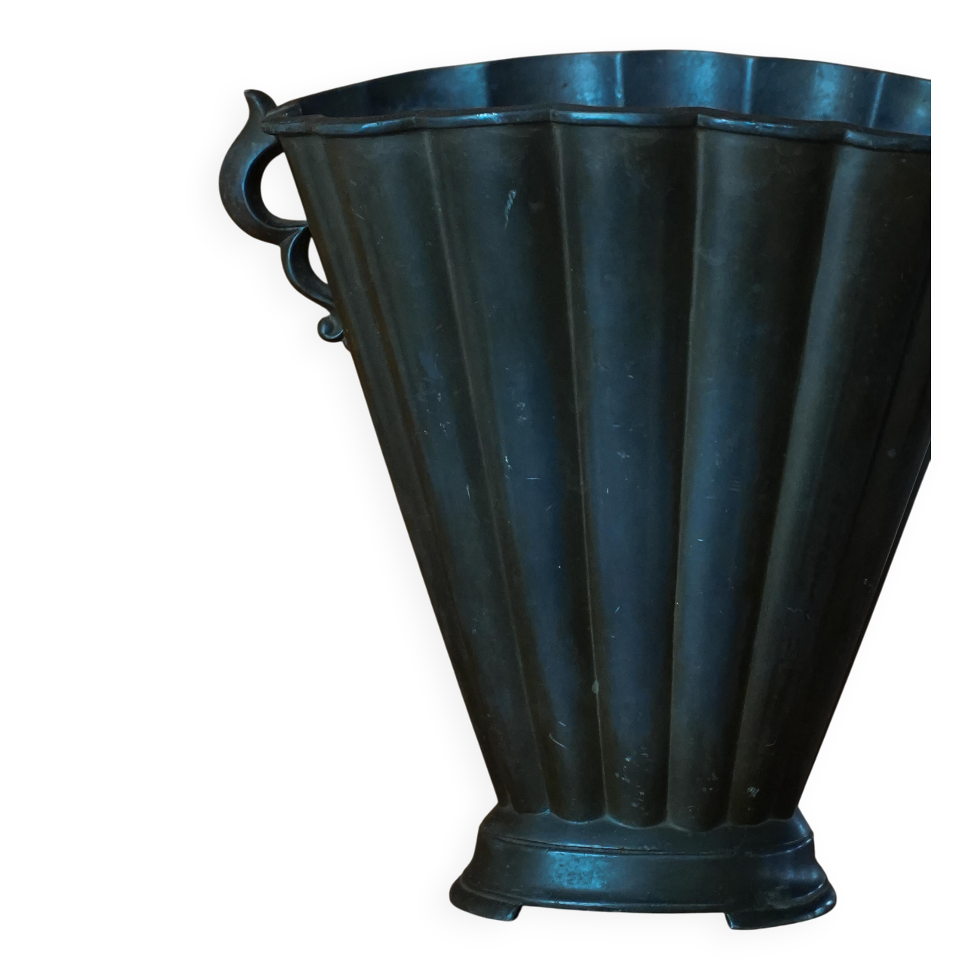 Just Andersen Art Deco Vase in Patinated Disco Metal, Denmark, 1930s, Model D20