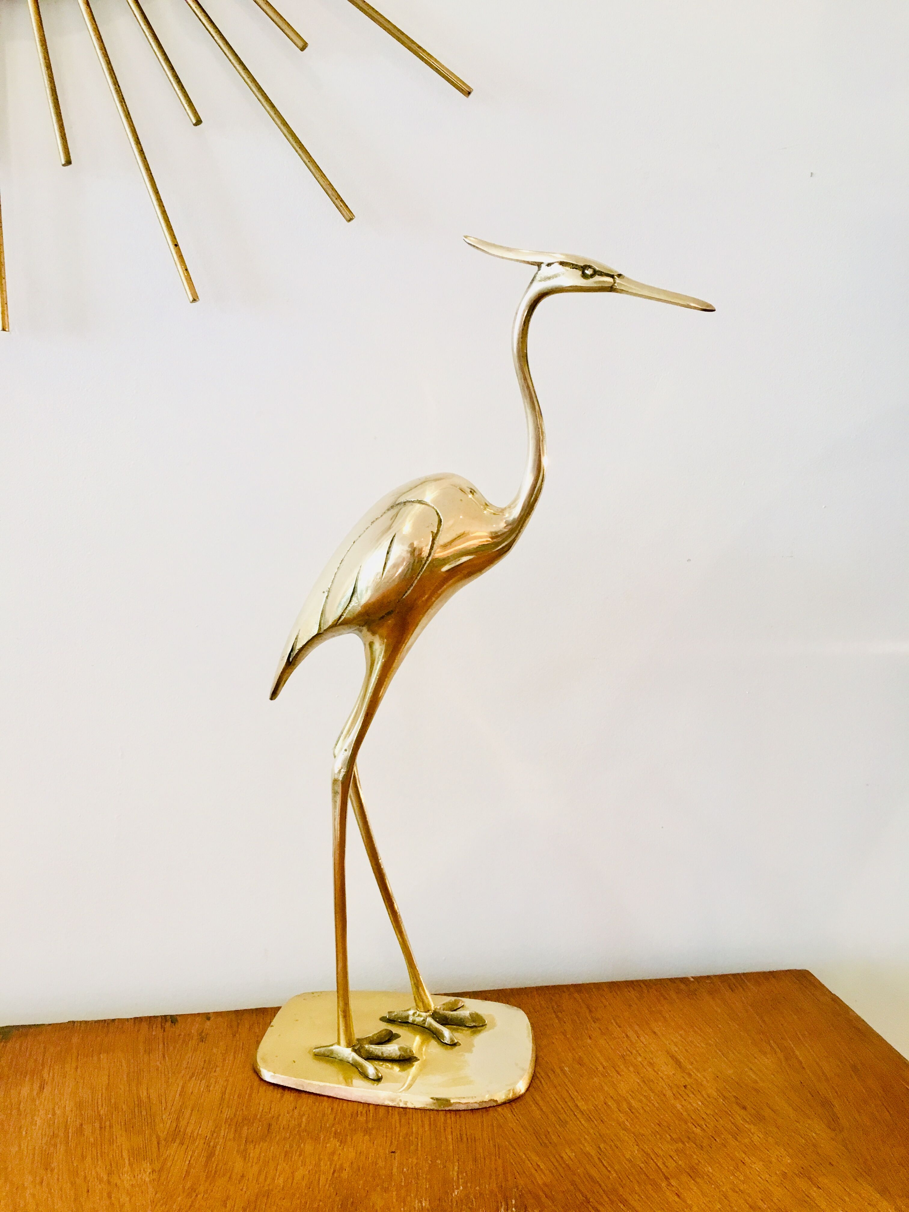 Vintage brass heron