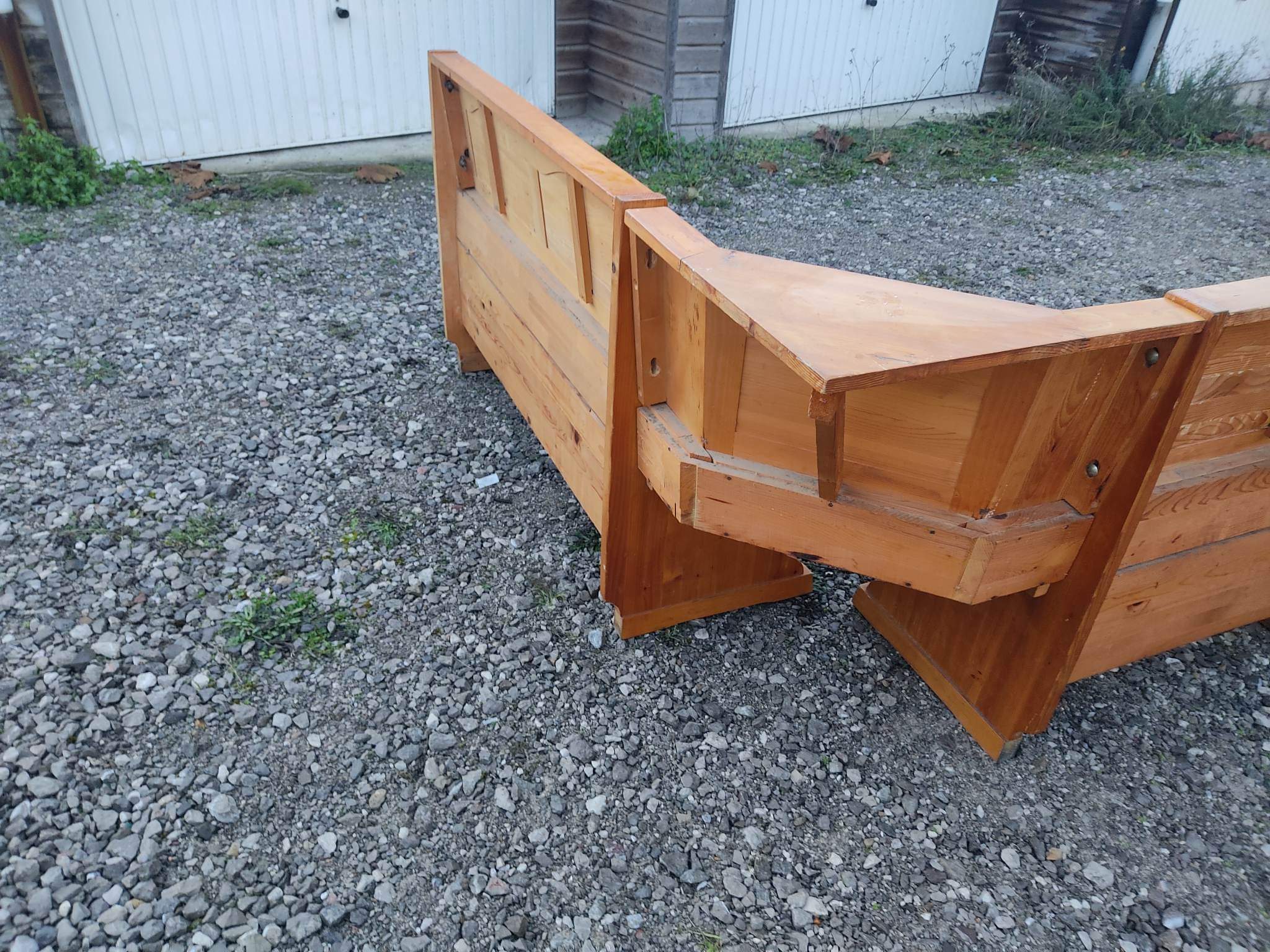 Old corner bench chest wood vintage pine