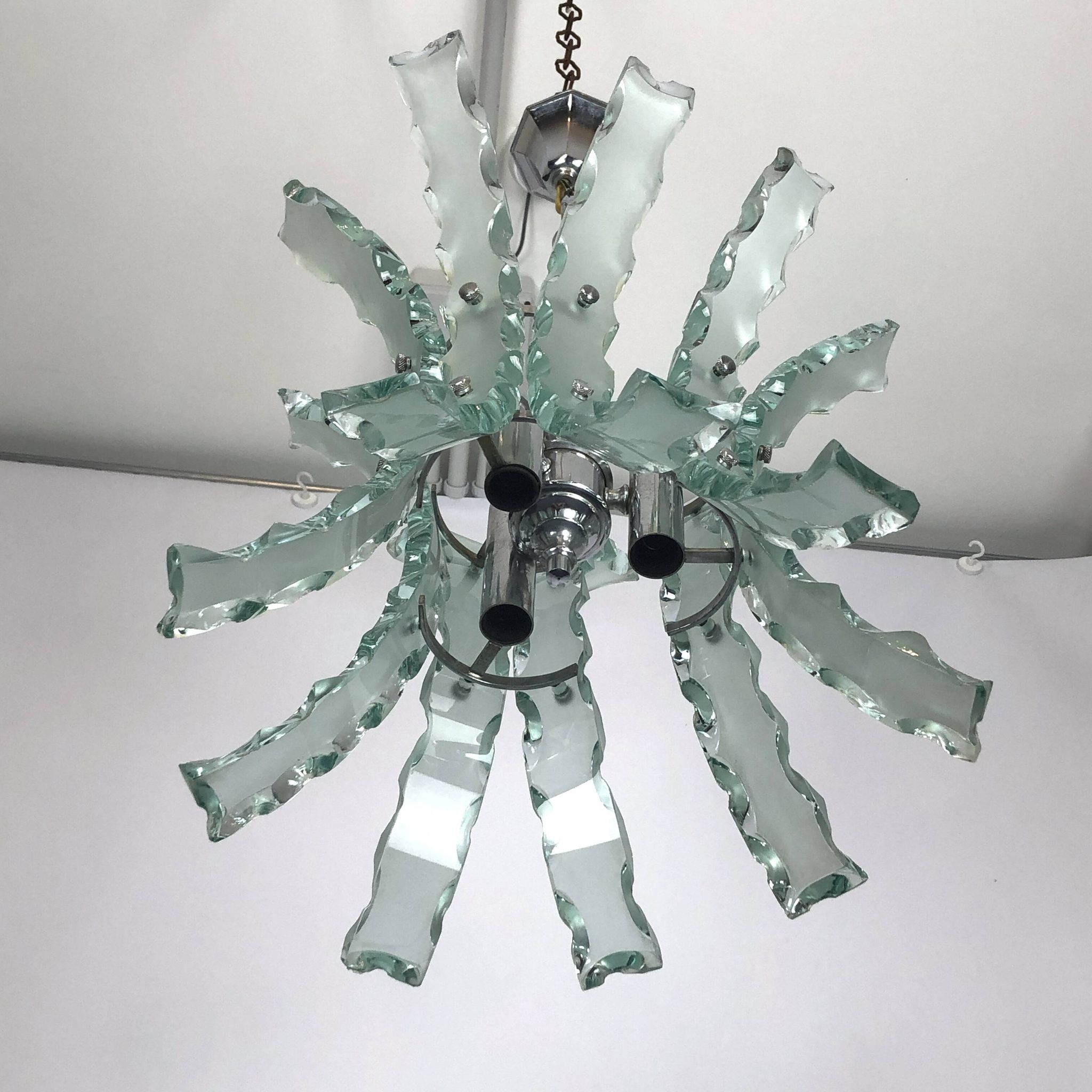 Mid-century Italian cut glass chandelier by Zero Quattro