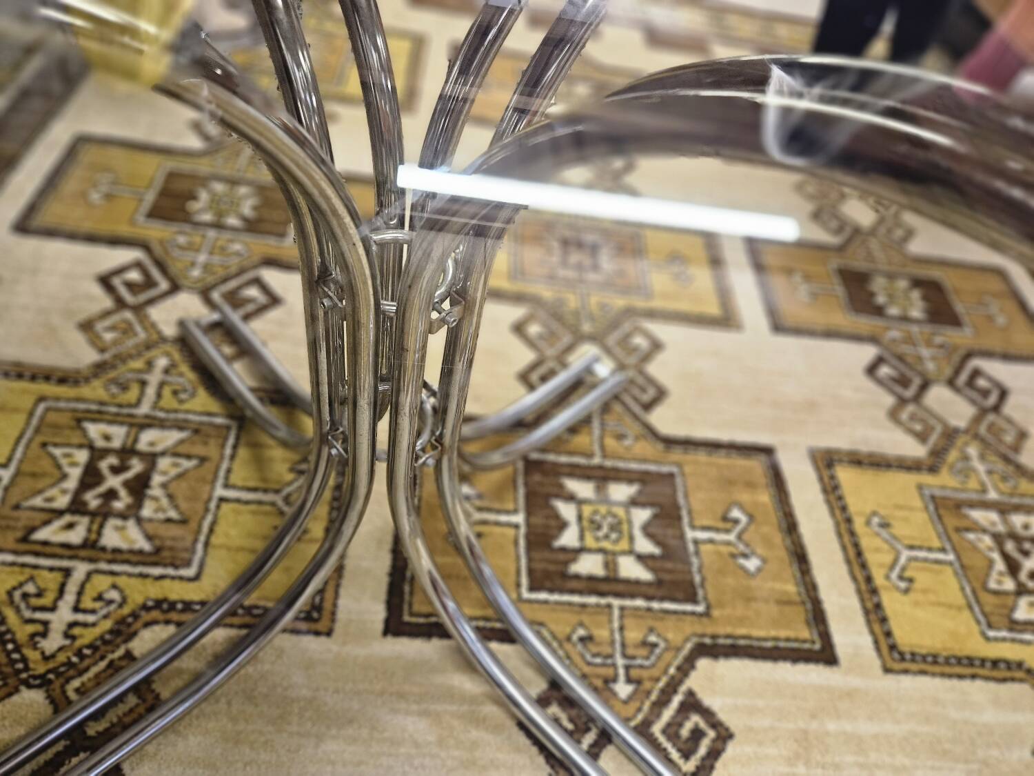 Vintage smoked glass dining table, Italy 1970s