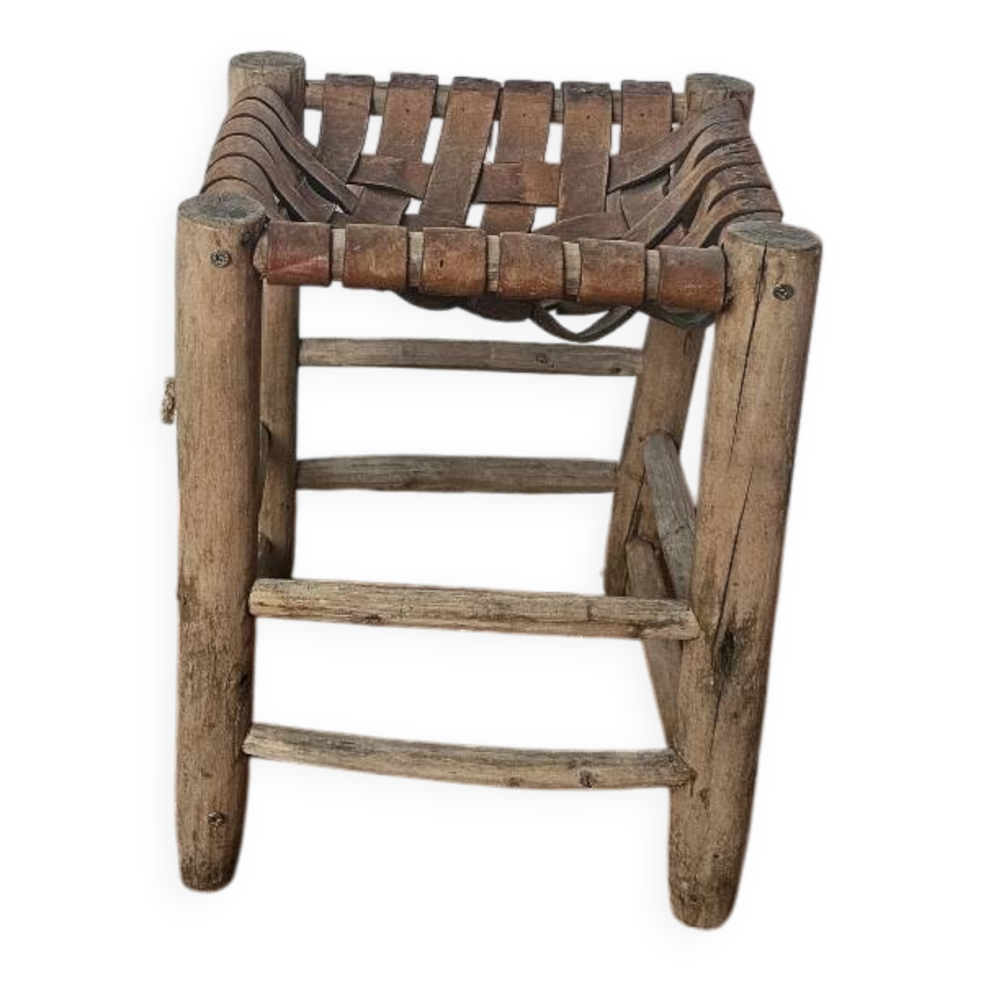 African leather and wood seat