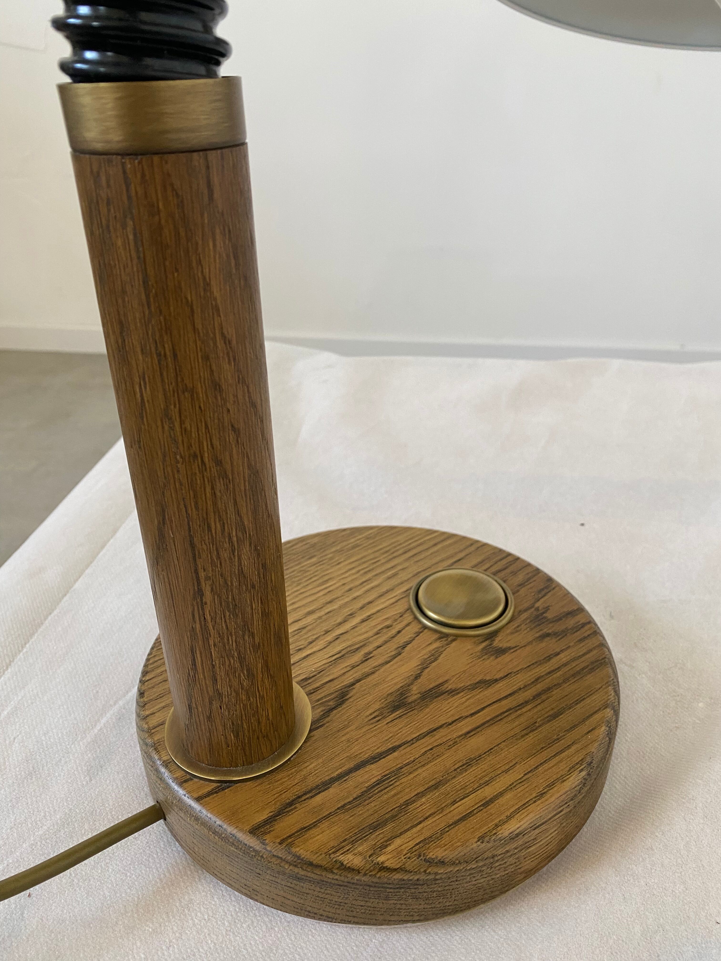 Old desk lamp design HILLEBRAND year 70 brass wood
