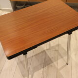Briwn Formica table with extension cords and drawer