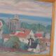 Swedish Oil on Panel “Village Scene” by E. R. Olsson, Vintage & Framed 54 × 66 cm