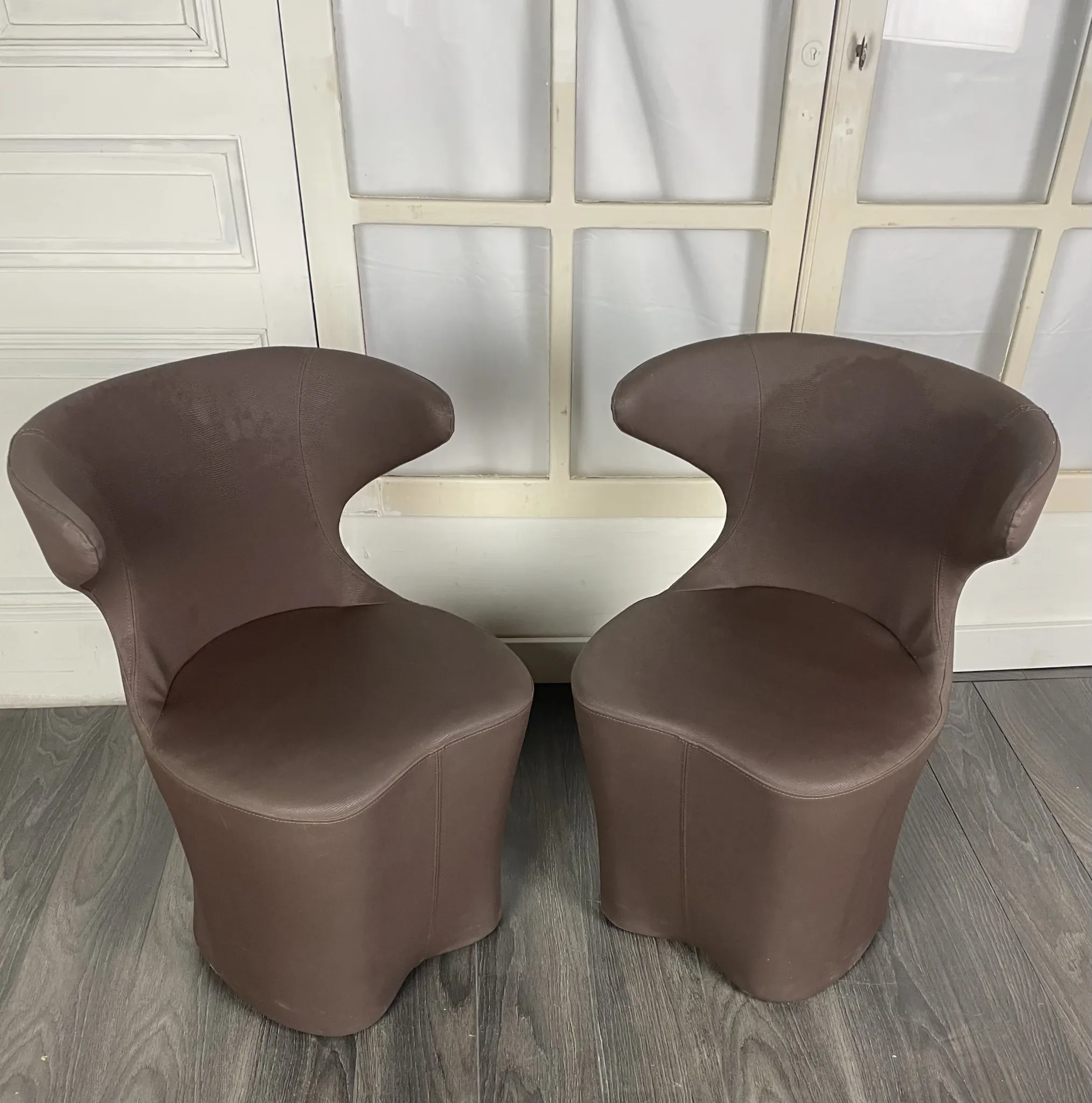 Pair of faux leather armchairs from the 1980s