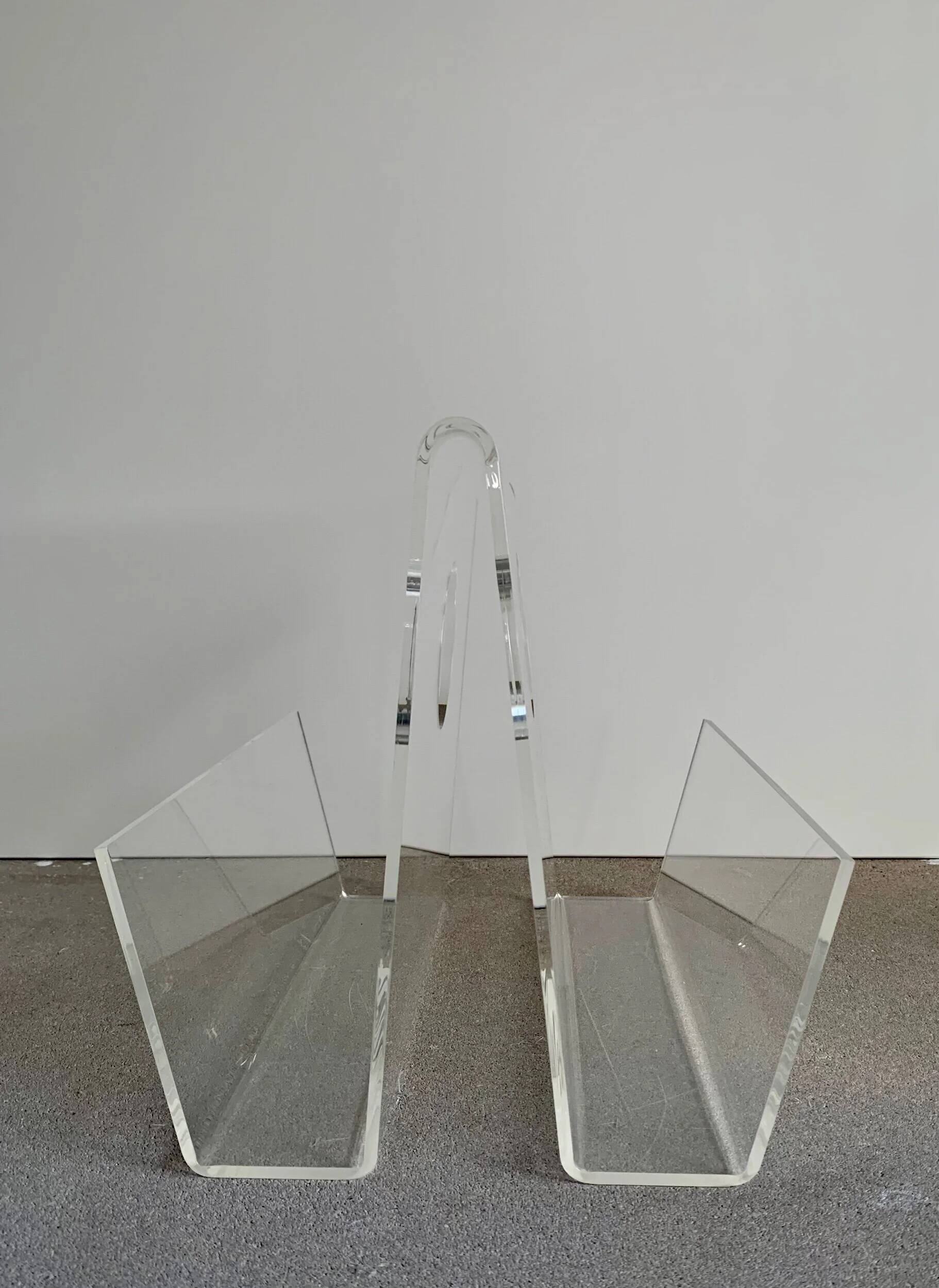 Vintage plexiglass magazine holder, 1970s