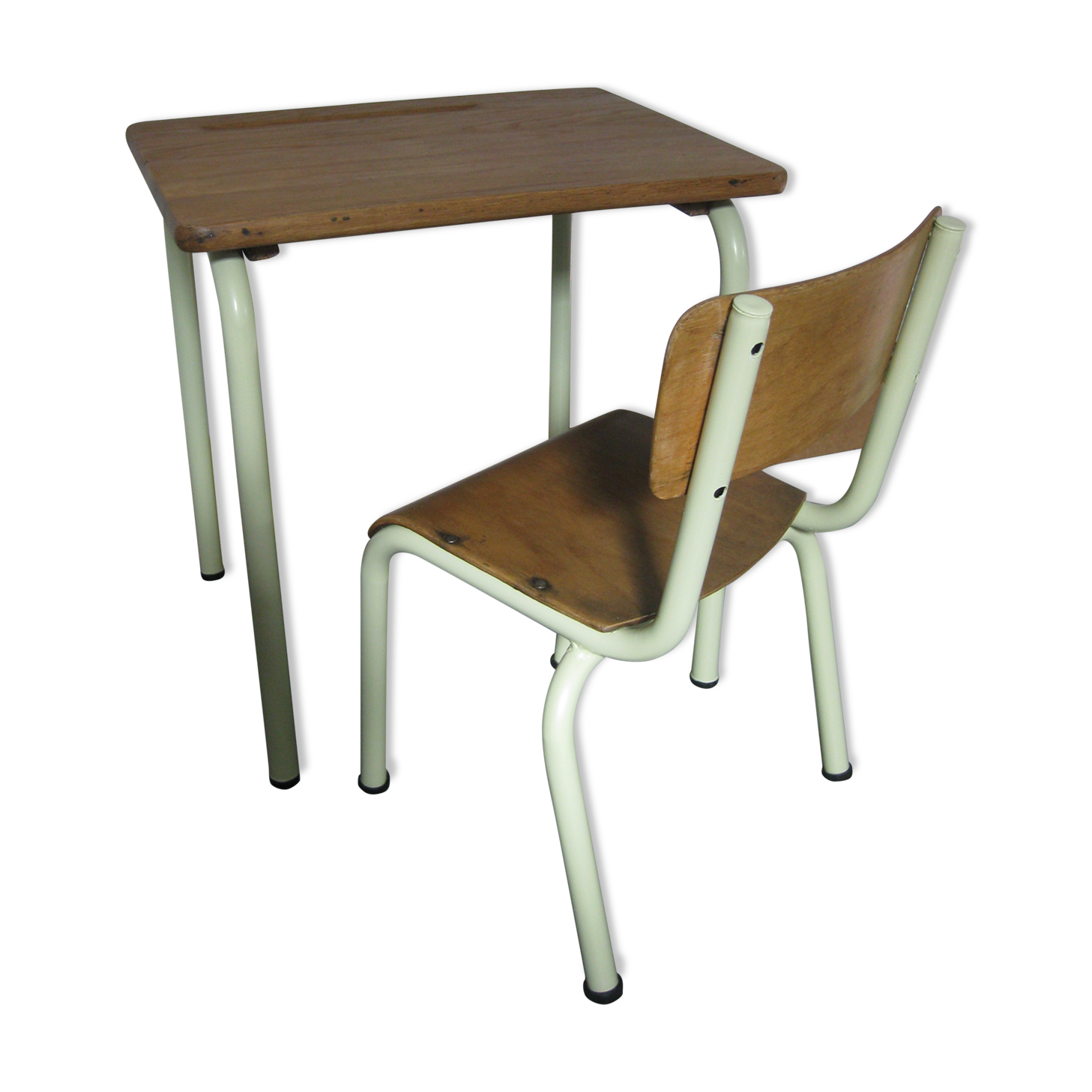 School desk and matching chair green almond