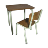 School desk and matching chair green almond