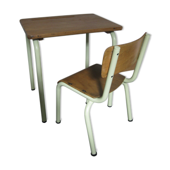 School desk and matching chair green almond