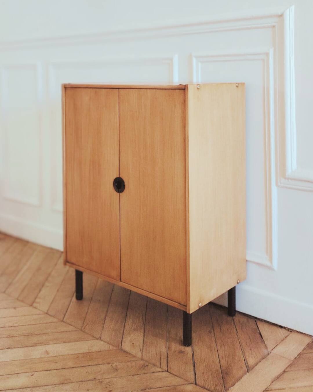 Meuble à chaussures moderniste vintage rénové, années 60