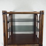 Bamboo shelf with smoked glass, 1970s