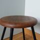 Wooden seat stool with metal legs