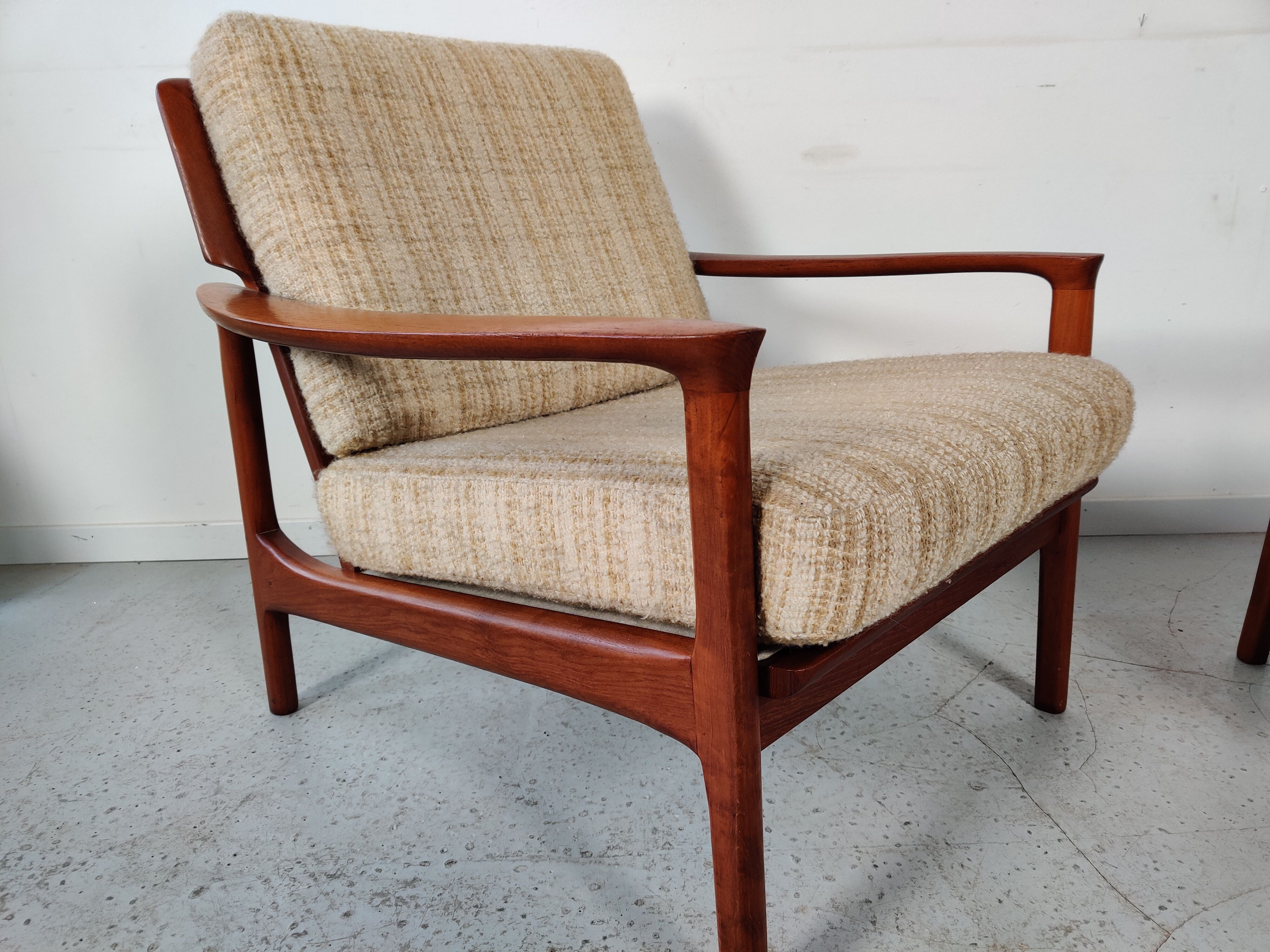 Pair of Scandinavian teak armchairs, Denmark 60s