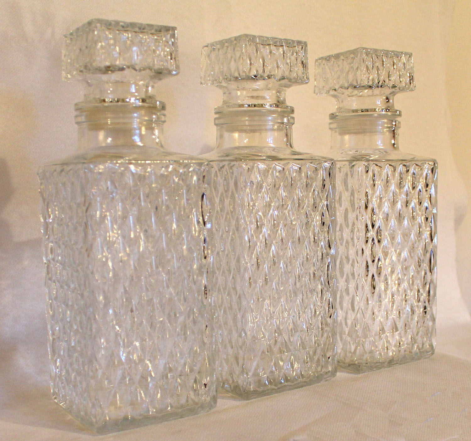 Three carafes for whiskey