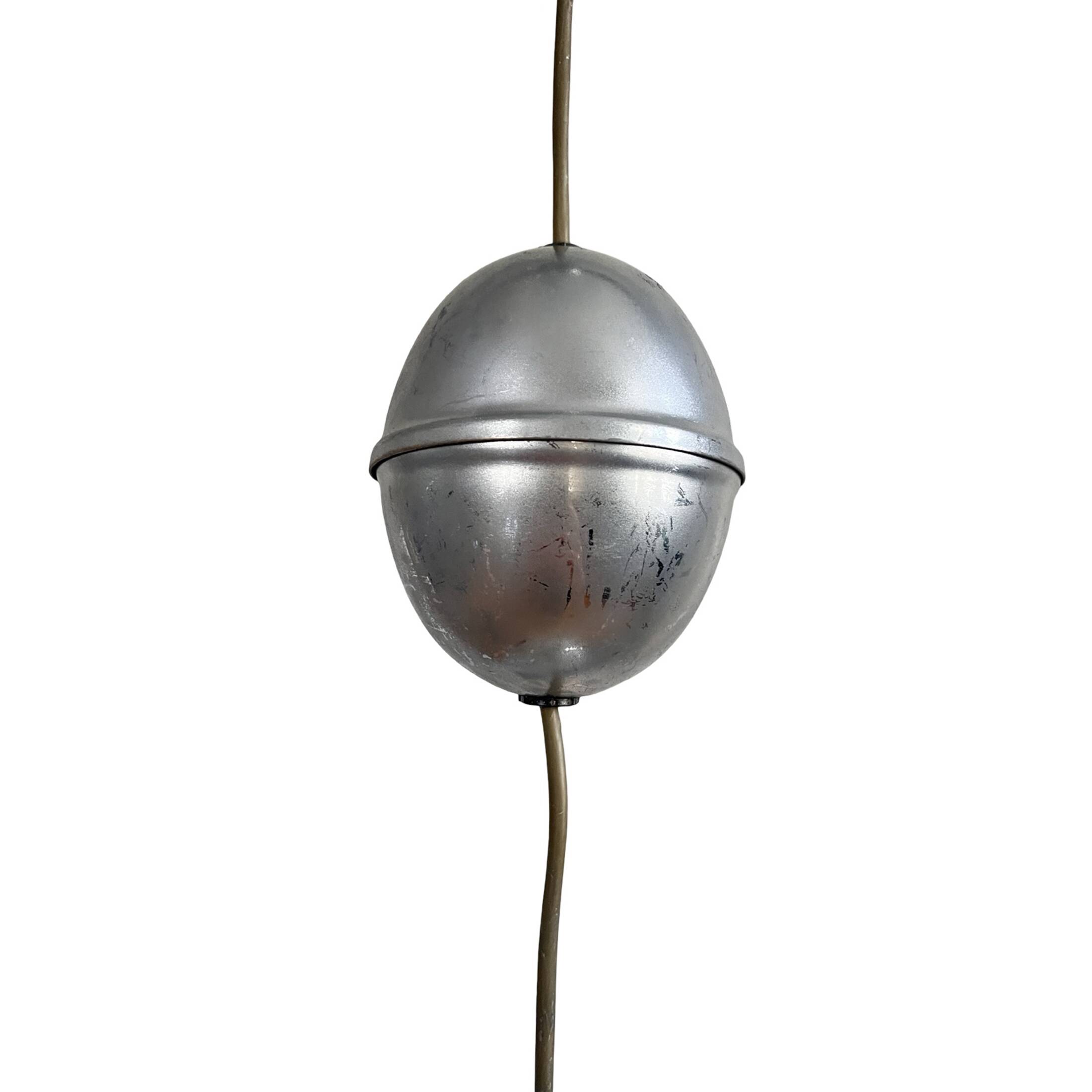 Pendant lamp, chrome, New look, Elektroinstala Děčín, Czechoslovakia, 1950s.