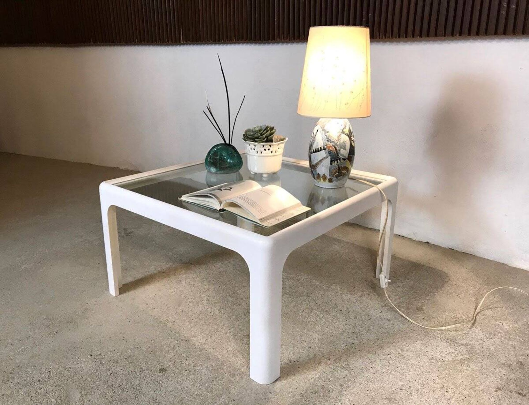Coffee table with glass top by Peter Ghyczy for Horn Collection, 1960s