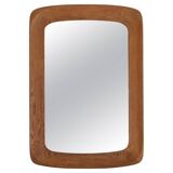 Mid-century modern sculptural wall mirror in stained oak, glass, Glas & Trä 1959