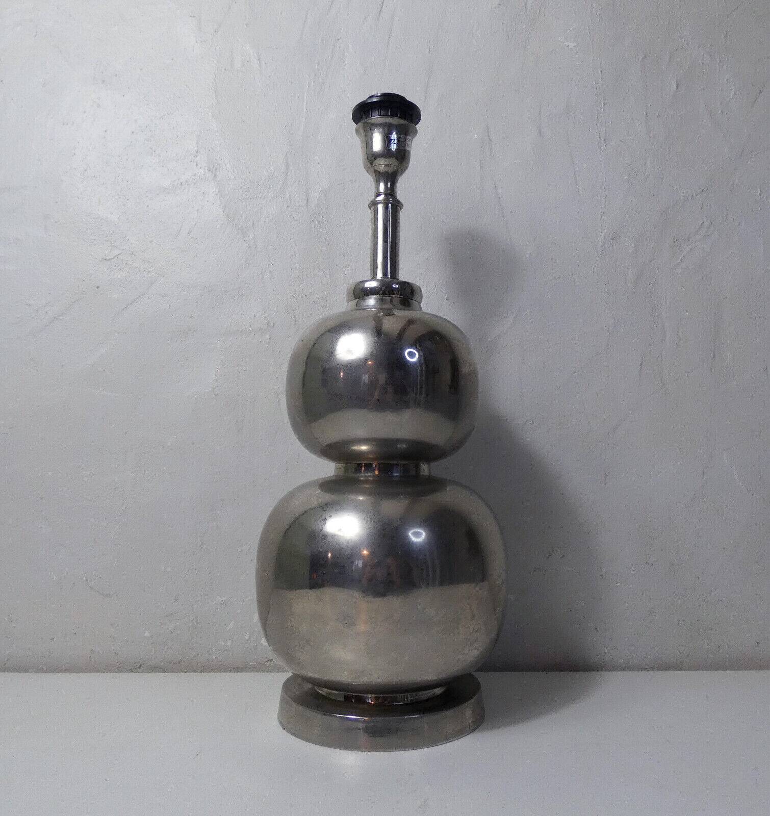 Vintage Space Age lamp with silver chrome metal ball base and DRIMMER H lampshade