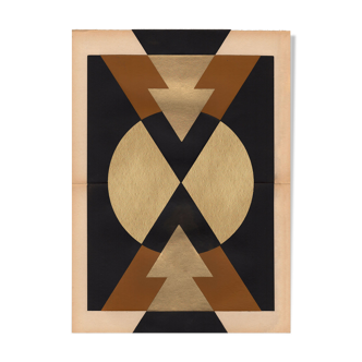 Collage on paper Large-format geometry composition 31x43 cm without frame