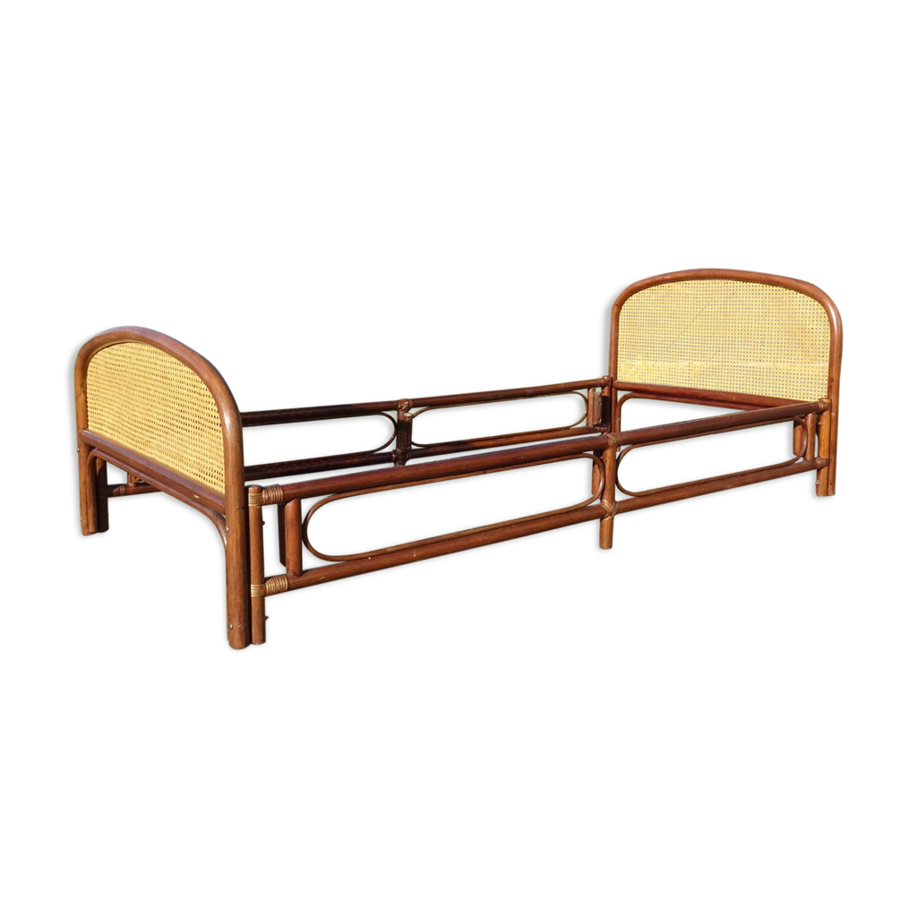 Rattan bed and cannage 70s Selency