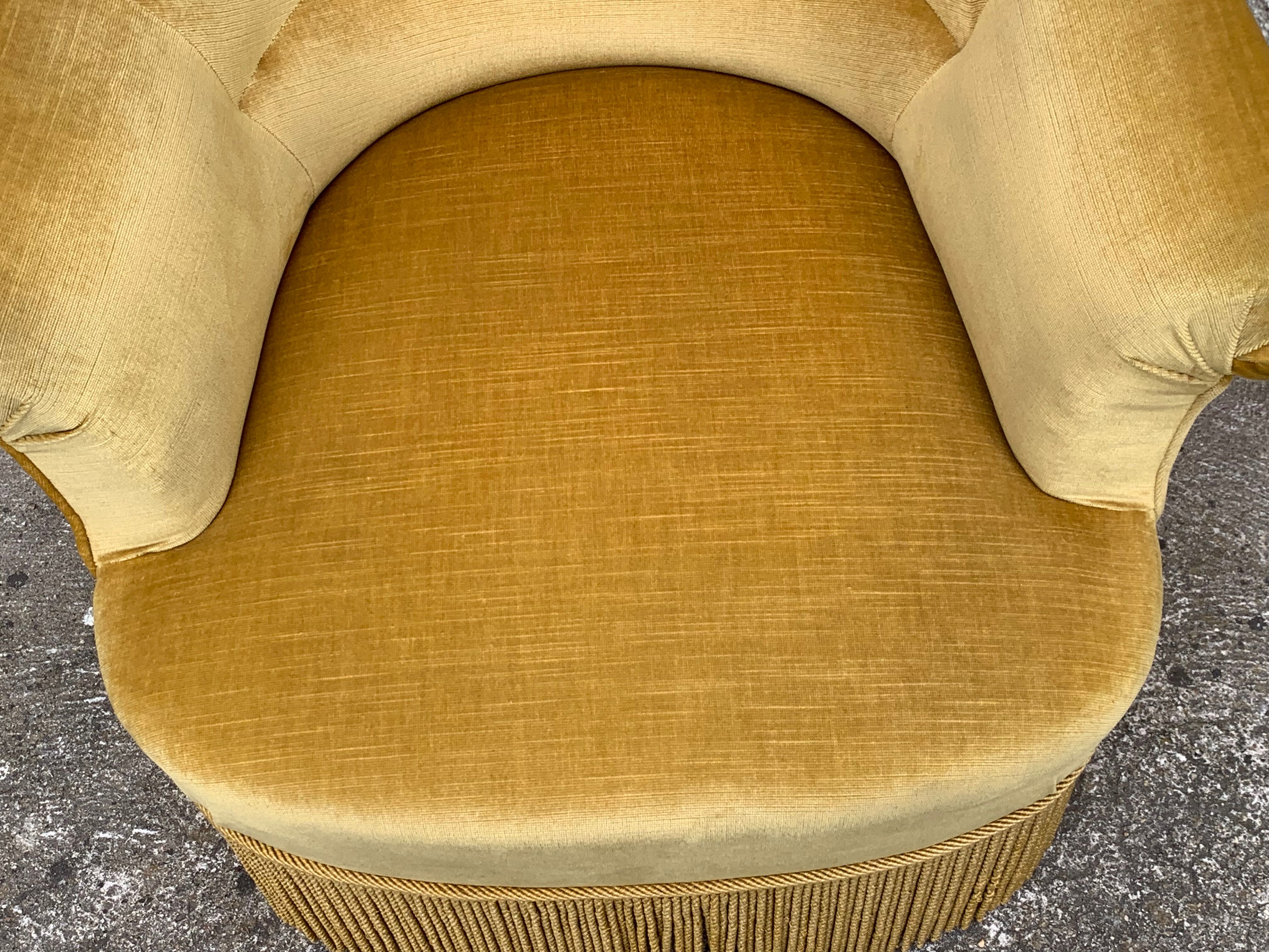 Golden velvet toad armchair