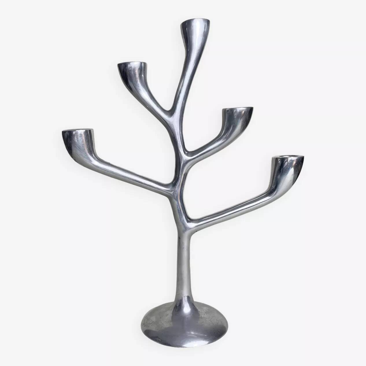 Italian Chrome Candlestick Organic Shape
